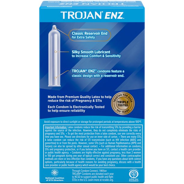 Trojan ENZ Premium Smooth Lubricated Condoms - 12 Count