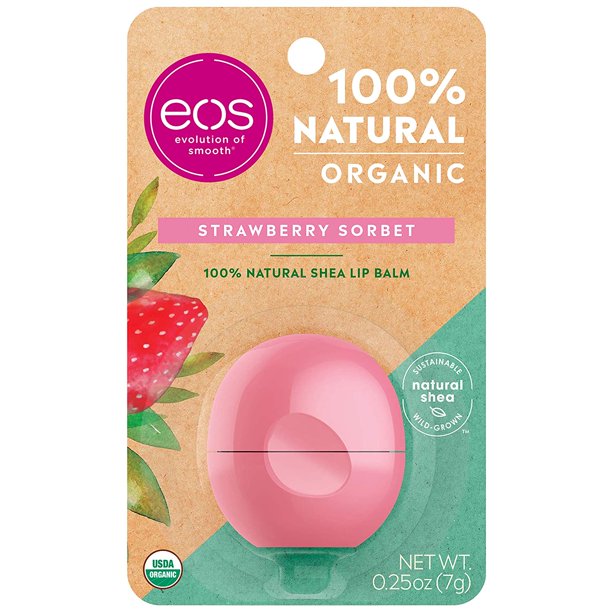 EOS 100% Natural & Organic Lip Balm, Strawberry Sorbet 0.25 oz