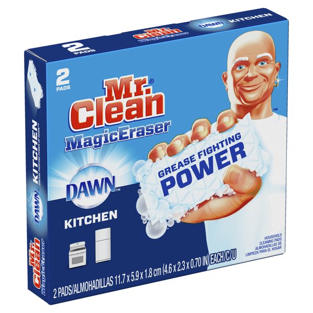 Mr. Clean Magic Eraser Kitchen with Dawn, Cleaning Pads with Durafoam, 2 Count