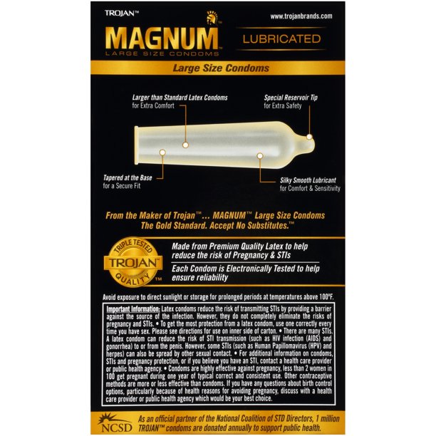 Trojan Magnum Large Size Lubricated Condoms - 12 count