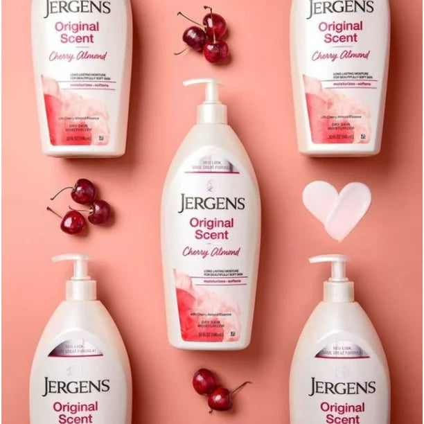 Jergens Original Scent Dry Skin Moisturizing Body Lotion, Cherry Almond Essence 32 fl oz