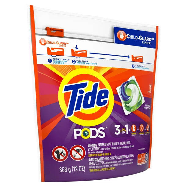 Tide PODS Liquid Laundry Detergent Packs, Spring Meadow, 16 Count