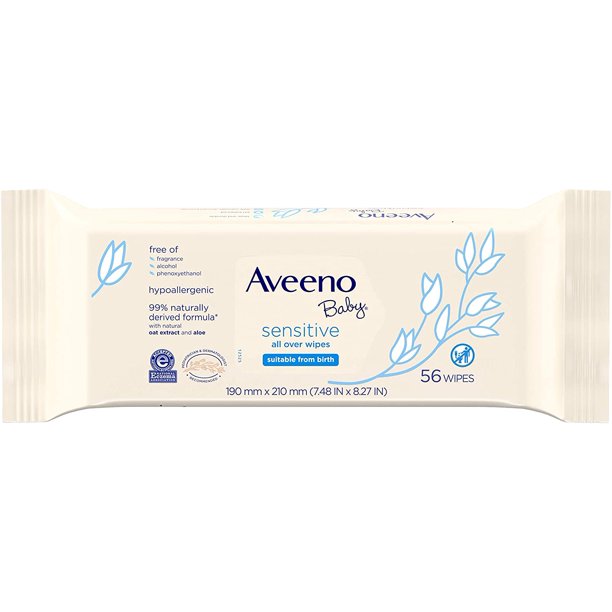 Aveeno Baby Sensitive All Over Wipes, Hypoallergenic & Fragrance-Free, 168 ct,