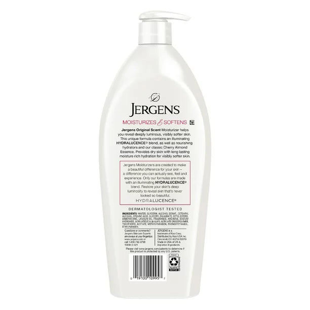 Jergens Original Scent Dry Skin Moisturizing Body Lotion, Cherry Almond Essence 32 fl oz