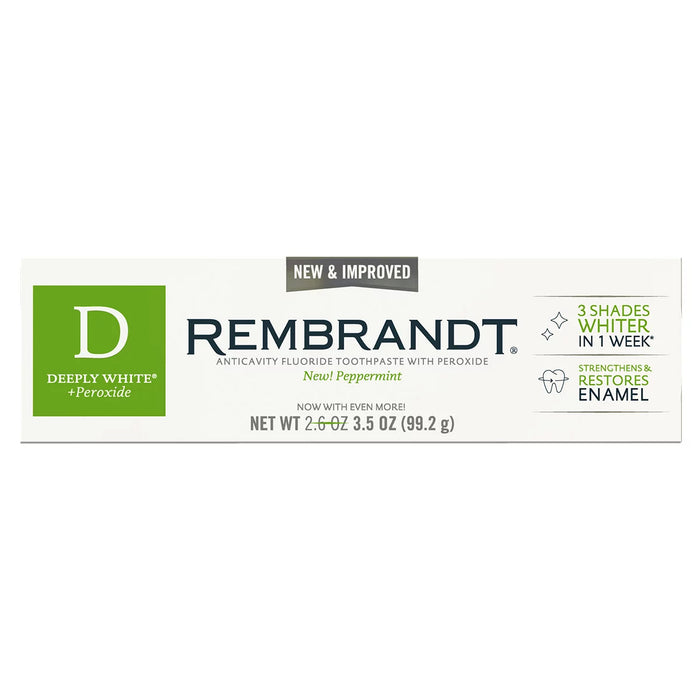 Rembrandt Deeply White + Peroxide Whitening Toothpaste, Fresh Mint Flavour 3.5 oz