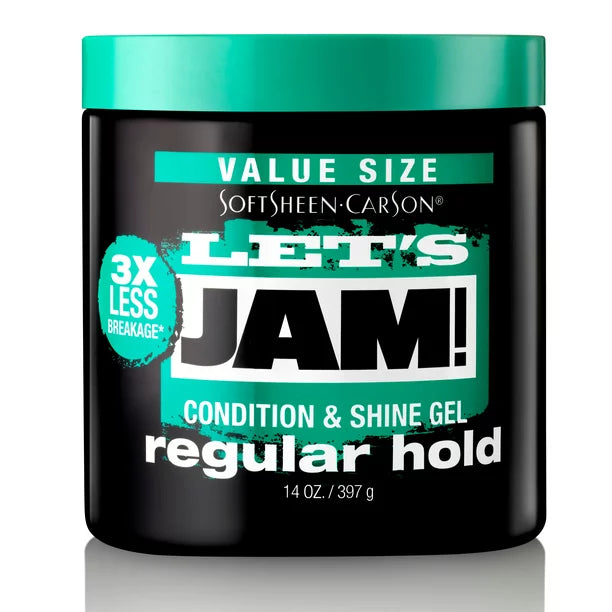 Let's Jam! Curl Enhancing Shining and Conditioning Regular Hold Jar Hair Styling Gel, 14 oz