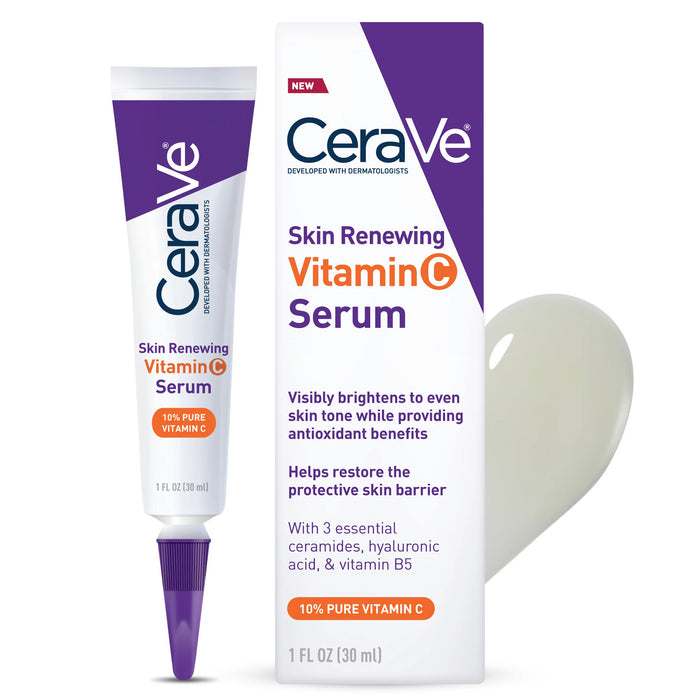 CeraVe Vitamin C Serum for Face with Hyaluronic Acid, Skin Brightening and Fragrance-Free Serum, 1 fl oz