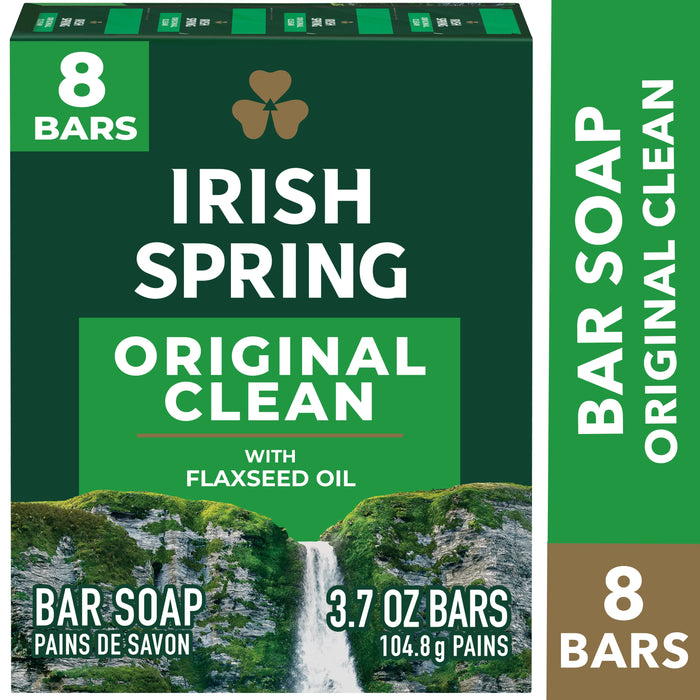 Irish Spring Bar Soap for Men, Original Clean Deodorant Bar Soap, 3.7 Oz, 8 Pack