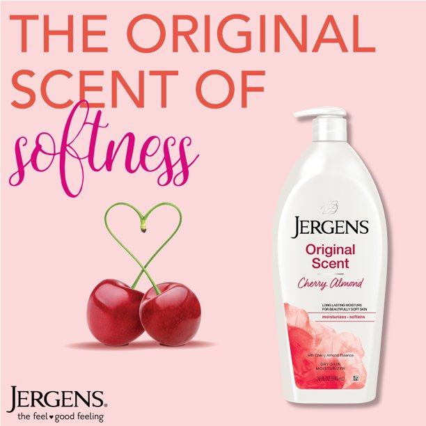 Jergens Original Scent Dry Skin Moisturizing Body Lotion, Cherry Almond Essence 32 fl oz