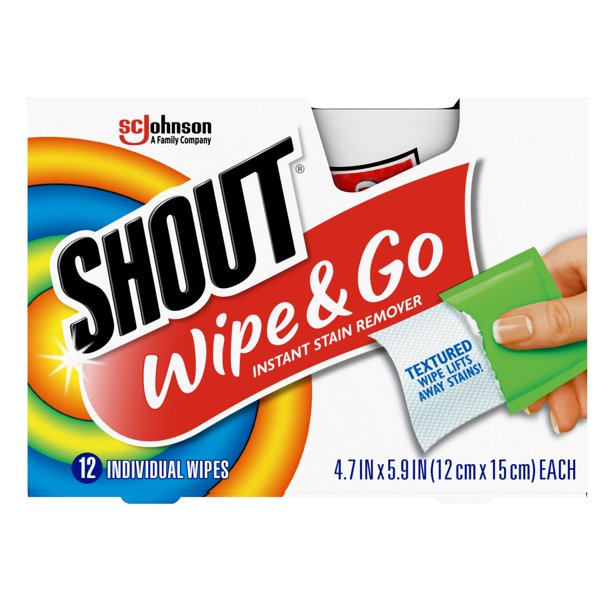 Shout Wipe & Go, Instant Stain Remover, 12 Wipes