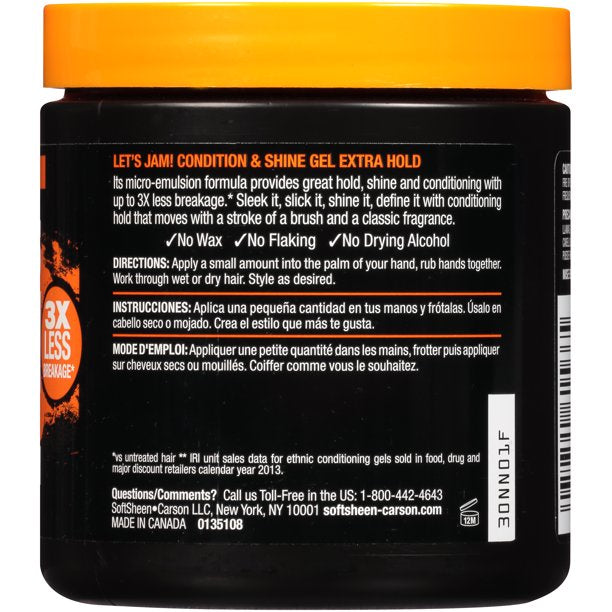 Let's Jam! Shining and Conditioning Extra Hold Jar Hair Styling Gel, 14 oz