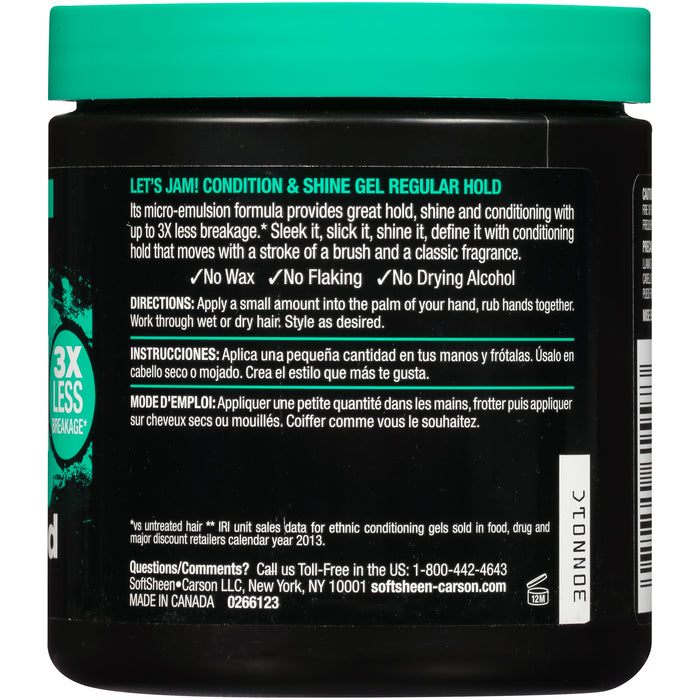 Let's Jam! Curl Enhancing Shining and Conditioning Regular Hold Jar Hair Styling Gel, 14 oz