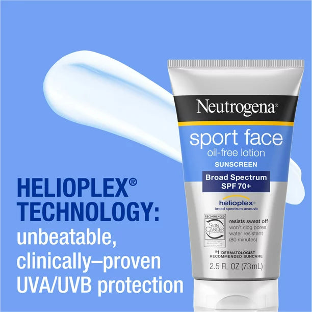 Neutrogena Sport Face Oil-Free Lotion Sunscreen, SPF 70+ 2.5 fl. oz