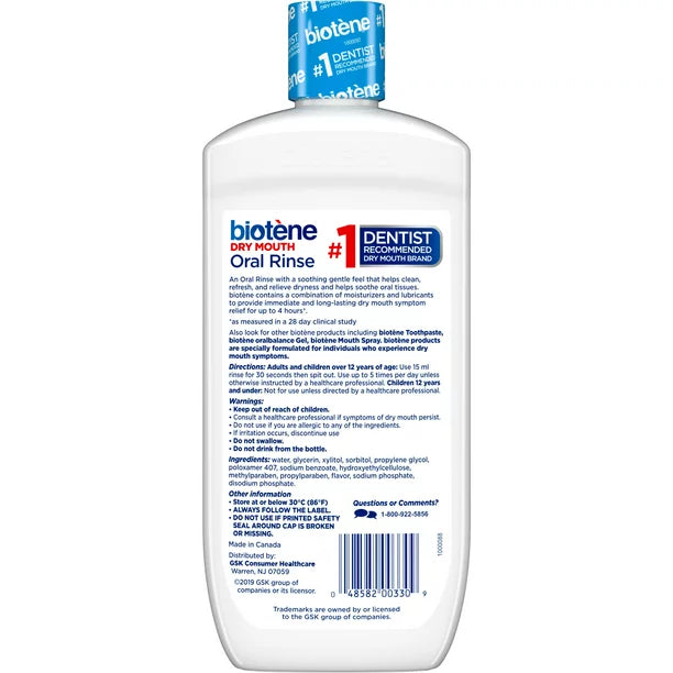 Biotene Oral Rinse Moisturizing Mouthwash for Dry Mouth Relief, Fresh Mint, 16 Oz