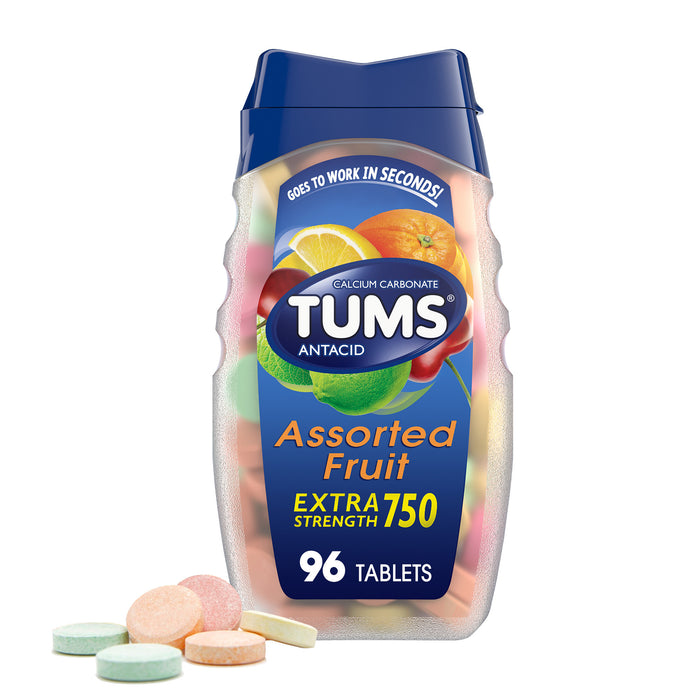 Tums for Heartburn, Extra Strength Antacid Tablets, Assorted Fruit, 96 Ct