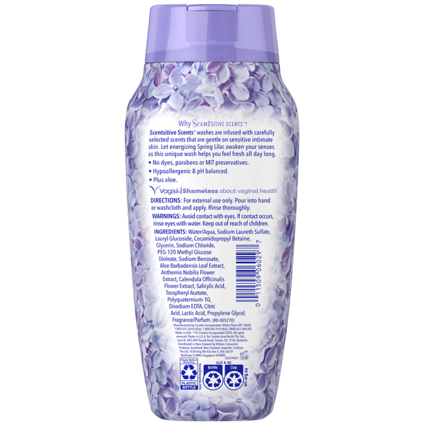 Vagisil Sensitive Scents Feminine Wash, Spring Lilac Scent, 12 fl. oz.