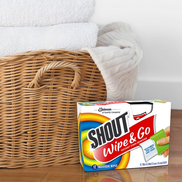 Shout Wipe & Go, Instant Stain Remover, 12 Wipes