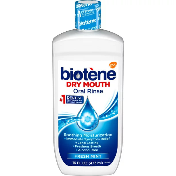 Biotene Oral Rinse Moisturizing Mouthwash for Dry Mouth Relief, Fresh Mint, 16 Oz