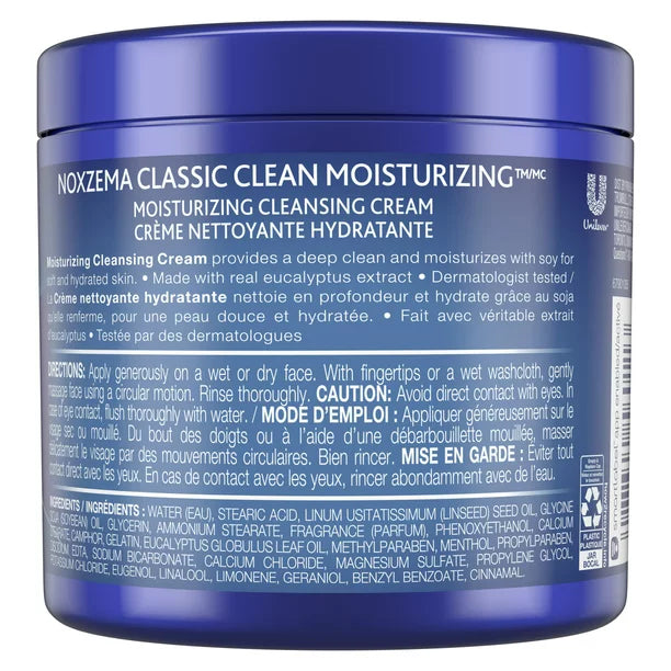 Noxzema Facial Cleanser Moisturizing Cleansing Classic Clean, 12 oz